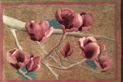 "Oriental Magnolias" hooked by Sondra Kreiner using a pattern by Karen Maddox